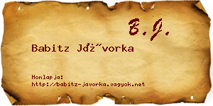 Babitz Jávorka névjegykártya